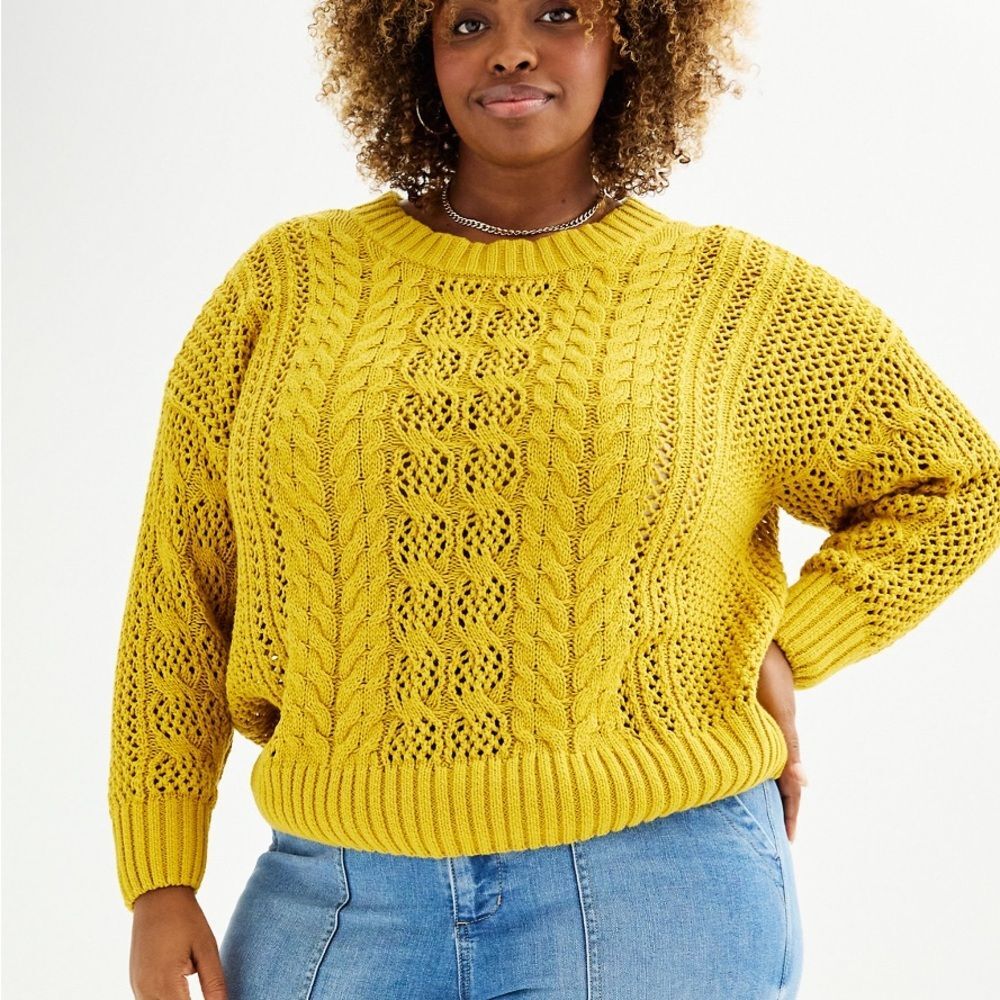 Sonoma Mustard Yellow Cable Knit Sweater 0x like new
